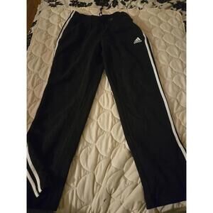 Adidas Men's Black Activewear Track Pants with White Stripes